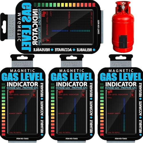 4 Pcs Gas Bottle Level Indicator - Magnetic Gas Level Indicator For Gas Bottles, Propane/Calor Gas Bottles, Reusable Motorhome Gadgets (Black 10X6.3Cm) For Travel Camping Home Use