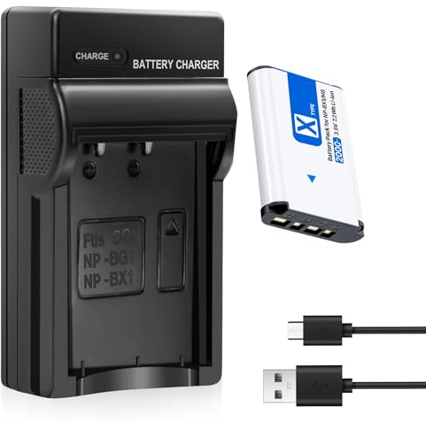 2000mAh BOANV NP-BX1 Akku mit USB-C Einzelfach-Ladegerät,Kompatibel mit Sony ZV-1, Cyber-Shot DSC-RX100 Serie (II/III/IV/V/VI/VII/VA), DSC-RX100M II und HDR-CX405 Kameras (1 Stück Akku & Ladegerät)