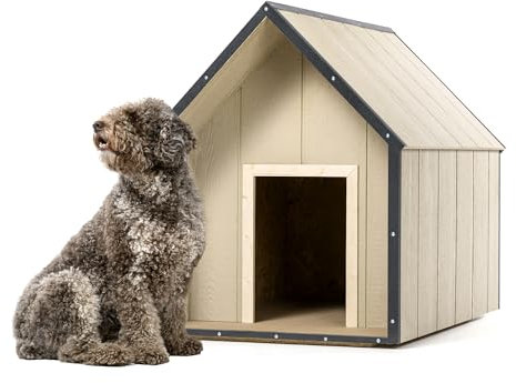 LP SmartSide Hundehütte Outdoor Wetterfest - Hundehaus Holz Platten - Hundezwinger für große Hunderassen, 80 x 118 x H94 cm, Größe L – TIMBELA M972-1