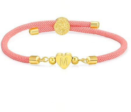 Avotto Initial Bracelet for Girls,4-18 Year Old Gifts for Girls Birthday Gold Letter A-Z Heart Love Teenage Bracelets for Girl Adjustable Birthday Gift Bracelet Girl Jewelry Gifts