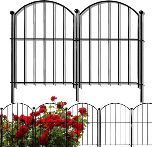 Valla Jardín Metal Decorativa 32x43 cm – Lote 10 Paneles Plegables para Parterre, Patio y Barrera Mascotas