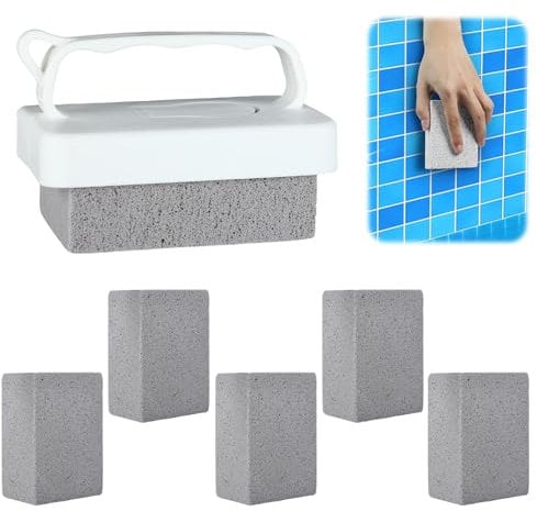 FloralGrace 6 Stück Handgehaltene Pool Bimsstein Schwimmpool Pumice Pool Fliesen Stein Ersatz Putzblock mit Griff für Spa Fliesen Fugen Beton Reinigung