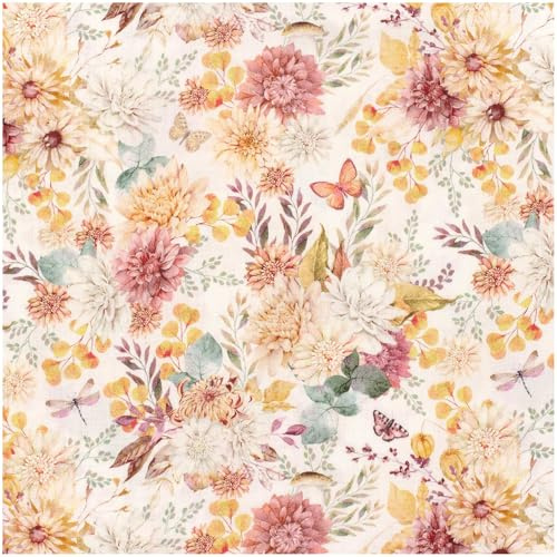Musselin-Stoff Digital-Druck Motive ab 50x130cm uni Oeko-Tex Double Gauze Windeltuch Mulltuch, Motiv:Blumen 2