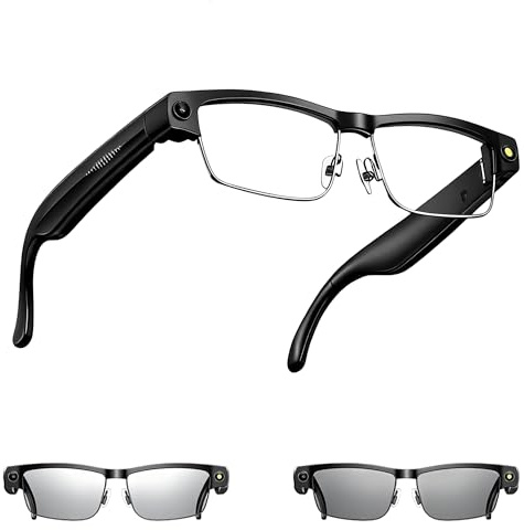 MSCGLYXGS AI-Smart-Brille mit Kamera, 8 MP HD-Videoaufnahme, Echtzeit-Übersetzung, Sprachassistent, Open-Ear-Audio, Metallrahmen, automatische Farbwechsel-Gläser für Reisen und Vlogging