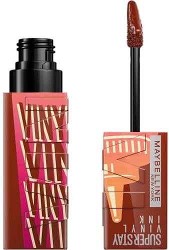 Maybelline New York Super Stay Vinyl Ink Sauce Edition, Flüssiger Lippenstift für 16H Halt & Vinyl-Glanz, Wischfeste Farbe ohne Abfärben, Nr. 190 Sweet N' Sour, 1 Stk.