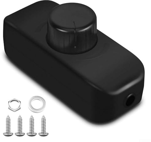 LVYXON LED Dimmer Switch 220V-240V Inline Rotary Push On/Off Trailing Edge Noise-Free Dimming Memory Function Flame-Retardant ABS for Dimmable LED and Incandescent Lights Black White(Black)