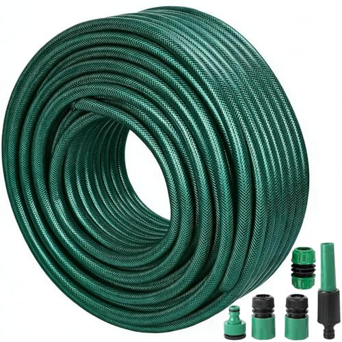 Garden Hose Pipe 20m, Hosepipes for Garden with Spray Nozzle Fittings,Magic Hose with 3/4, 1/2 Fittings,Water Pipe Non Extended Flexible PVC Water Hoses 12mm Inside Diameter Hosepipe (20M)