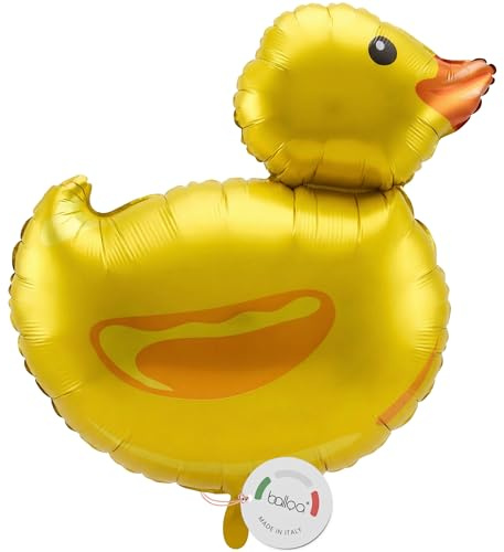 balloa Folienballon Ente, XXL Bauernhof Deko Kindergeburtstag, 55 cm | Gelbe Quietschente, XXL Tierform, heliumgeeignet, ungefüllt, Deko für Kindergeburtstag und Bauernhofparty