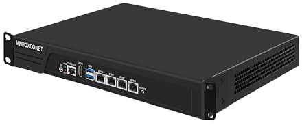 MNBOXCONET 13 Rackmount 1U Firewall Appliance N3160, 4 i226-V 2.5GbE Port, DDR3 8GB RAM 64GB SSD, Network Hardware Server Router PC, OPNSense, AES-NI, Mini-PCIE, VGA+HD Dual Dispaly, COM