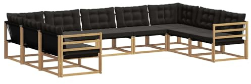 vidaXL Outdoor-Sofagarnitur mit Kissen 9 pcs Weiß und Schwarz, Garten Lounge, Moderne Outdoor-Couch, witterungsbeständiger Sitzbereich, bequem für die Terrasse