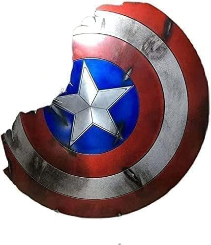 Captain Shield America Handgefertigter Baustahl Broken Captain Shield mit Premium-Ledergriff, Schild für Halloween, Cosplay