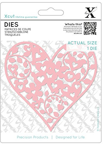 Xcut Dies Floral Love Heart, 1 Piece, Carbon Steel, Art Craft Cutting Tool Supplies, Beautiful Decoration, Card Making, Gift Tag, Wrapping, Scrapbooking, Invitation Making, Crafters Companion