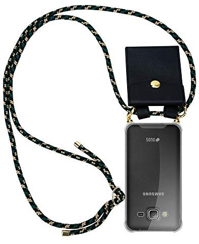 Cadorabo Handykette kompatibel mit Samsung Galaxy J3 2016 Schutzhülle TPU Silikon Case Necklace Design Slim Kratzfest Kordel Band mit Etui Rundumschutz Case Hülle für Galaxy J3 2016 in Grün