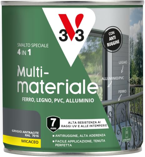 V33 Smalto Multi-Materiale 4 in 1 Antracite Micaceo 0,5L