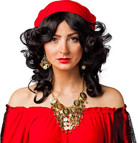 NET TOYS Orientalisches Schmuck-Set Bauchtänzerin, Gold Kettenlänge variabel, Ohrringe 7cm lang, Geheimnisvoller Damen Orient-Schmuck