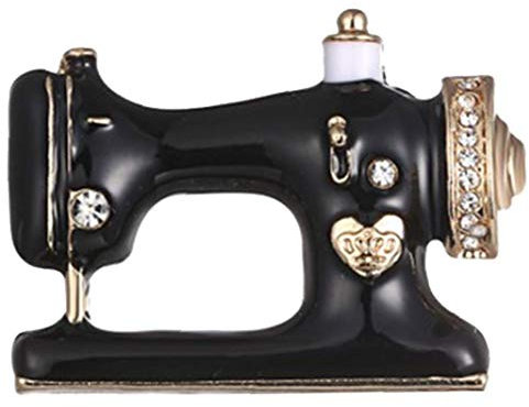 1pc schwarze Nähmaschine Brosche Nadelfaden Näherin-Broschen Emaille Jeansjacke Pin-Abzeichen Unisex