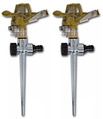 yorten 2-teilige Regner Impulsregner Rasensprenger Sprinkler Gartenregner Kreisregner Zink Metallspitzen