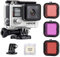 GEPULY - Custodia impermeabile standard con filtri subacquei per GoPro Hero 4, Hero 3+, Hero3, 45 m, con filtri rossi, rosso chiaro, magenta