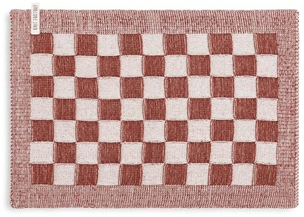 Knit Factory - Tischset Block - Tischuntersetzer - Platzsets - Platzdeckchen - Tischmatte - Tischunterlage - Ecru/Rost - Rot - 50x30 cm