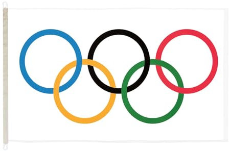 Duraflag - Bandiere olimpiche, 1,5 m x 0,9 m, con clip, 5 x 3 anelli olimpici