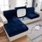 Sofa Sitzkissenbezug, Sofa Sitzkissenbezug Stretch Warm, Elastischer Kissenbezüge, Husse Überzug Bezug Für Sofa Sitzkissen, rutschfest Stoff Samt (Blau,Großer Chaiselongue)