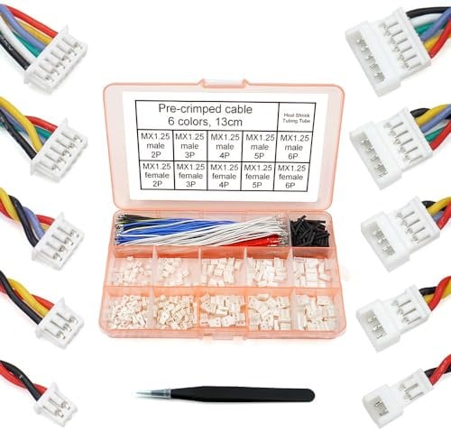 1.25mm Male and Female Connectors Socket and Plug with Pre-Crimped Cables Compatible with Molex PicoBlade for Pixhawk Silicone 13cm Wire (Male and Female)