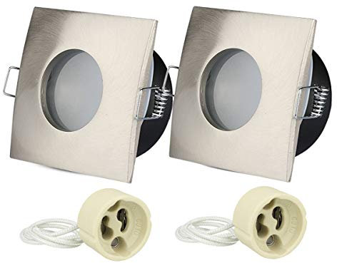 LEDLUX 2 x IP54 porta faretto impermeabile per doccia, box da bagno, foro 75 mm, porta lampada GU10 incluso