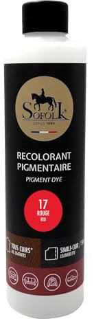 Sofolk - Peinture Cuir/Simili-Cuir - Recoloration pour Cuir Abimé, Rayé, Giffré, Décoloré - Volant de Voiture, Siège Auto, Canapé, Chaussure, Veste et Vêtements (250ml, 17-ROUGE)