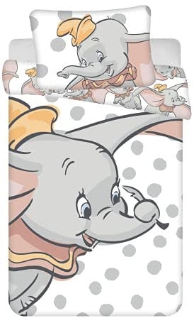 Dumbo Baby Bettwäsche Disney Set 2tlg. 100% Baumwolle Größe: 100x135 cm, 40x60 cm, ÖkoTex Standard 100