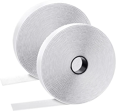Adesivo Forte, Gancio e Anello, Biadesivo Forte, l'installazione di questi elementi di fissaggio sostituisce viti, chiodi, bottoni a pressione e rivetti, 2 cm x 7,5 m bianco
