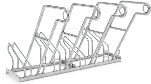 Anlehnparker 2604 | Fahrradständer einseitig | für 4 Fahrräder | Freiaufstellung | erweiterbar | Abwechselnde Hoch-/Tiefeinstellung | mit Anlehnbügel | Fahrradparker Bodenparker Mehrfachständer
