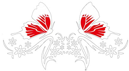 Schmetterling Autoaufkleber, MoreChioce Wasserdichte Auto Aufkleber Scheinwerfer Kratzaufkleber Karosserie Decal Vinyl Grafik Aufkleber Auto Styling Zubehör für Laptops Koffer Wände,Weiß Rot