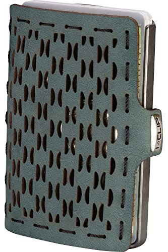 I-CLIP Original Geldbörse mit Münzfach - Slim Wallet aus Leder - Kreditkartenetui mit Geldklammer - hochwertiges Portemonnaie - Opal mit silbernem Rahmen