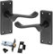 Golden Grace Premium Victorian Scroll Latch Door Handles with Latch Pack Set in Matt Black Finish, 1 Pack - 120mm x 40mm Backplate