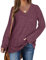 PLOKNRD Felpa Donna Maglione a Maniche Lunghe Pullover Leggero con Scollo a V Casual Top Stile Base Allentato(Lilla,XXL)