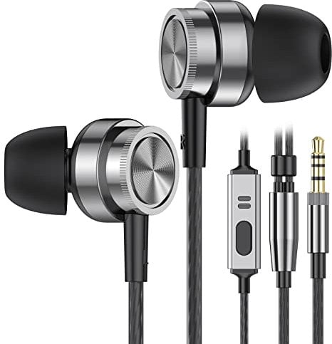 In Ear Kopfhörer mit Kabel, Kopfhörer mit Mikrofon, Geräuschunterdrückung Kopfhörer Stereo und HiFi-Klang, 3.5mm In-Ear Ohrhörer Kompatibel für Samsung Galaxy, iPhone, Smartphone, MP3 Players usw