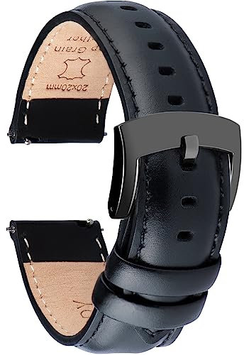 OTTOODY Leder Uhrenarmband 18-22mm Mit Schnellverschluss - Elegantes Ersatz-Armband für Herren und Damen Uhren und Smartwatches