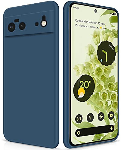 GiiYoon Hülle Kompatibel mit Google Pixel 6, Hochwertiges Liquid Silicone Case, Rundumschutz Handyhülle, Kratzfestes Weiches Mikrofaserfutter- Blau