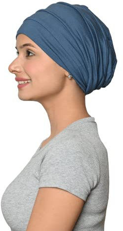 SAKUCHI Damen Chemo Bambus Slouchy Snood Beanie Turban Kopfbedeckung Hut für Krebspatienten Haarausfall Metallic Grau