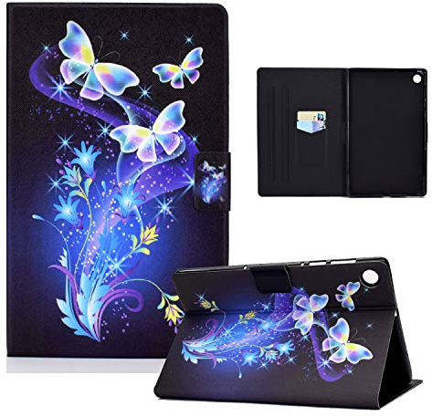LSPCASA Coque Samsung A8 pour Samsung Galaxy Tab A8 10.5 2022/2021 SM-X200/X205/X207 Fonction Support Etui De Protection Réveil/Veille Automatique Coque Samsung Galaxy A8 Papillon