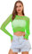 Lemon Girl Women Fishnet Long Sleeve Crop Top Lingerie Babydoll Chemise Mesh Tops US2-16