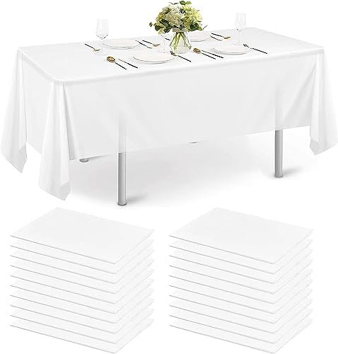 eqivei 10 Stück Tischdecke Weiß, Einweg Tischdecke für Biertisch, Hochzeit, Party, Geburtstag, Bierzeltgarnitur, Rechteckig Tischtuch, Wasserdicht Tischdecke aus Vliesstoffe,150×280 cm