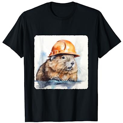 Ein Biber trägt einen harten Hut. Konstruktion T-Shirt