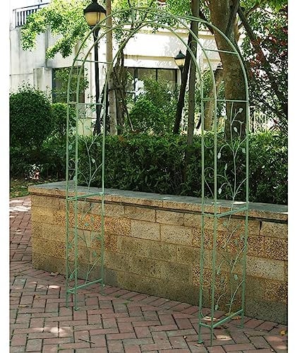 Heavy Duty Garden Arbour Frame Garden Arch With Floor Spikes- Large, Strong Metal Climbing Plants Indoor Outdoor Support Arches For Roses, Climbers, Vegetables, Vintage Archway Decor ( Color : Green ,