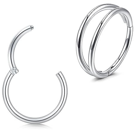 Longita 2 Stück Nasenpiercing Ring Helix Septum Nasenring Ohrpiercing Conch Knorpel Ring Silber 20g 6mm