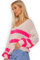 SASSYCLASSY Streifen Strickpullover Damen Oversize - Madie in Italy - grobmaschig V Ausschnitt Pulli Damen Herbst - Strickpulli Damenpullover Langarm - Strick Pullover Grobstrickpullover