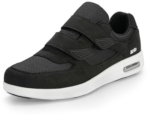 KWUKOTY Women's Diabetic Shoes Wide Fit Trainers for Swollen Feet Comfortable Walking Trainers for Plantar Fasciitis Black/White Size 6