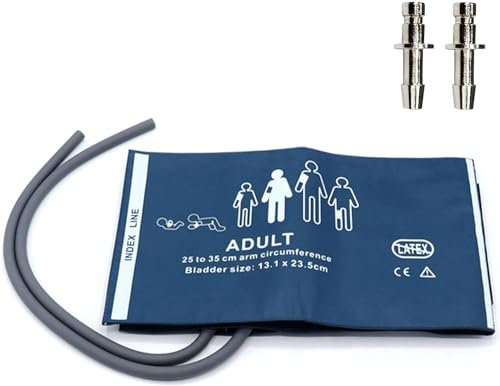 Universal NIBP Cuff with BP12 Connector for Adult, 25-35 cm Reusable Dual Tube PU Replacement BP Cuff with Inner Airbag for Blood Pressure Monitor Machine