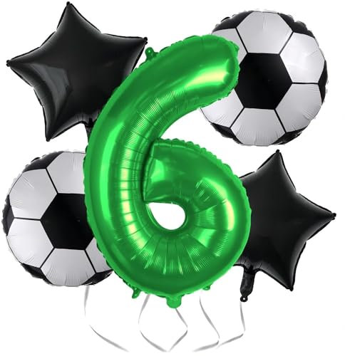 Fußball Luftballon Set, Schwarz Grün Fußball Deko Geburtstag, Folienballons Fussball, fussball party, WM Thema Partyzubehör Fussball luftballons für 6/7/8/9/10 Jahre alt Kinder Junge (6)