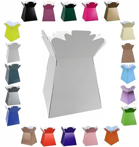 Glänzender lebendiger Blumenstrauß, Blumenkasten/Vase, Transportdisplay, Präsentationsboxen (1, weiß)